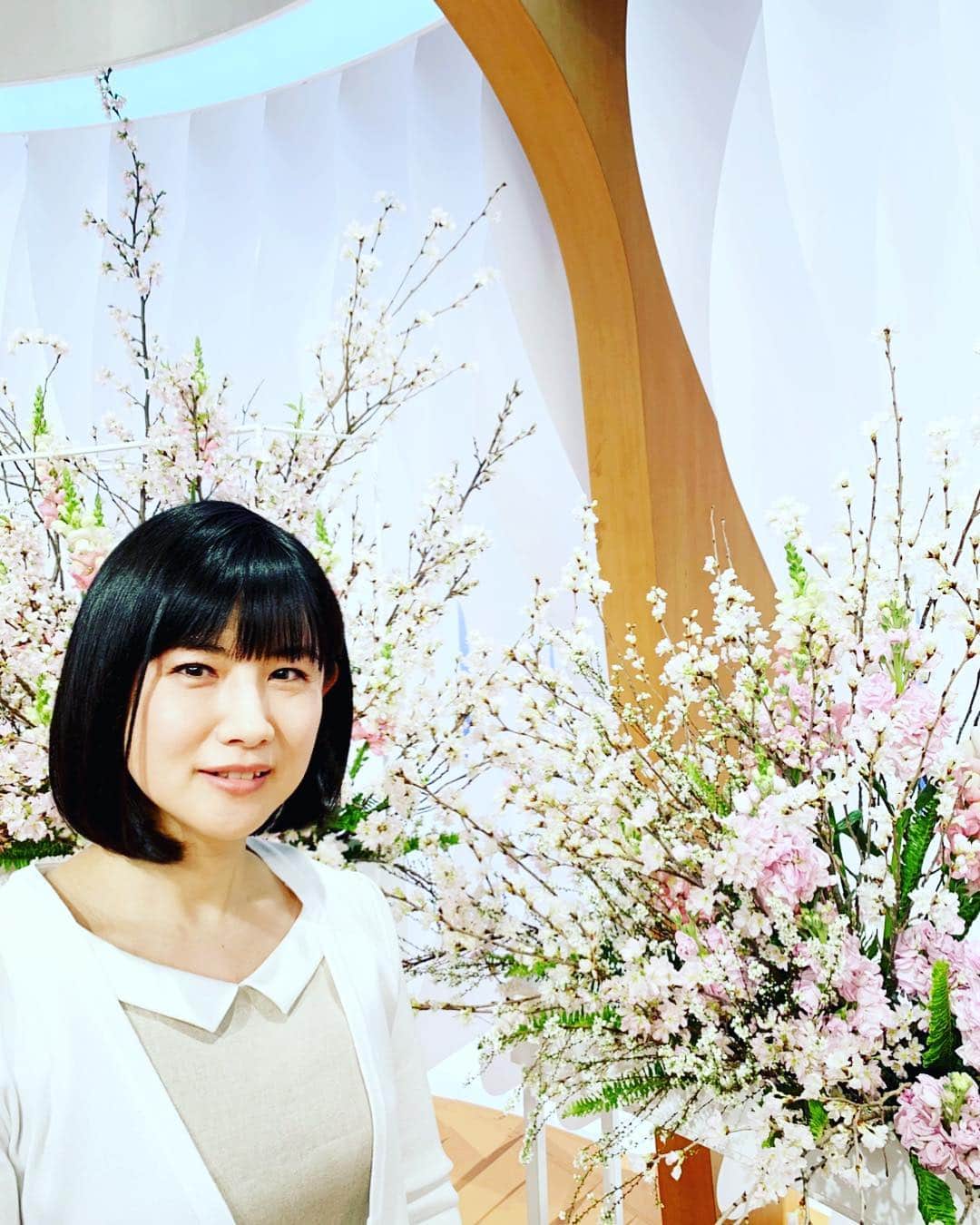 中江有里さんのインスタグラム写真 - (中江有里Instagram)「「ウェークアップ！ぷらす」のスタジオは、一足早く桜が咲いていました。」3月16日 10時42分 - yurinbow1226