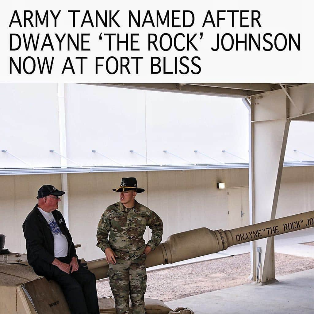 ドウェイン・ジョンソンさんのインスタグラム写真 - (ドウェイン・ジョンソンInstagram)「I’m sending a salute of respect & gratitude to the Blackhawk Squadron 🇺🇸 1st Armored Division  for the honor of naming their tank (the most advanced in the world) Dwayne “The Rock” Johnson.  Heavy duty, bad ass, sexy AF and built to take care of business 😉 — but most importantly, thank you all for your service.  Grateful to the bone.  #IronSoldiers  #BlackhawkSquadron #1stArmouredDivision #FortBliss #TheDRJ  #BloodSweatRespect」3月16日 11時42分 - therock