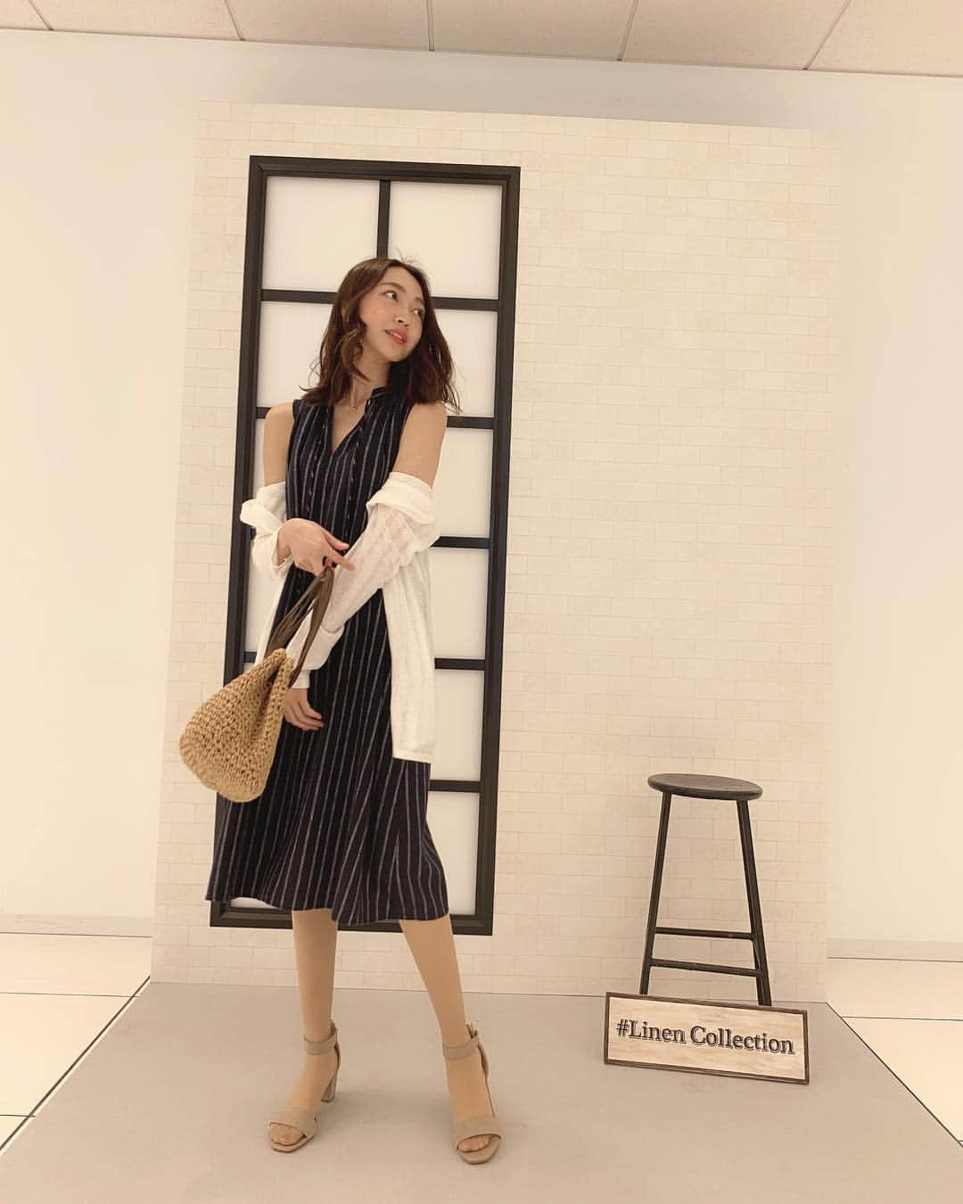 柳田菜月さんのインスタグラム写真 - (柳田菜月Instagram)「. UNIQLOリネンコレクションのリネンワンピース❣️ 縦ストライプとネイビーで締まって見えるのと、形が綺麗なのがすごく好き！ レースカーディガンとか、カゴバッグ合わせると爽やかデートコーデにもなるよ🌸 . #uniqlo #fashion #onepiece #spring #summer #date #cordinate #linencollection #UQLinencollection #uniqloginza2019ss  #uniqloコーデ #コーディネート #春夏コーデ #ファッション #ユニクロ」3月16日 12時40分 - natsuki.3190