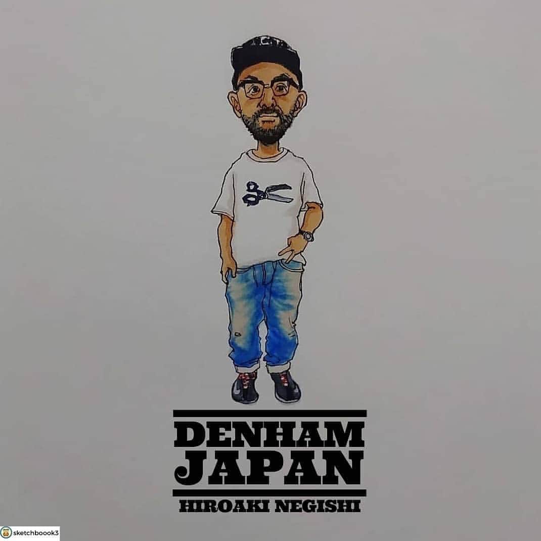 のインスタグラム：「repost..... @sketchboook3  #挿絵 #挿し絵 #イラスト #イラストレーター #drawing #art #artwork #ファッション #fashion #雑誌 #denham #denhamjapan #denim #デンハム #デニム博士 #根岸洋明 #ブランドディレクター #ヴィンテージ #vintage #vintagedenim #デンハムジャパン」