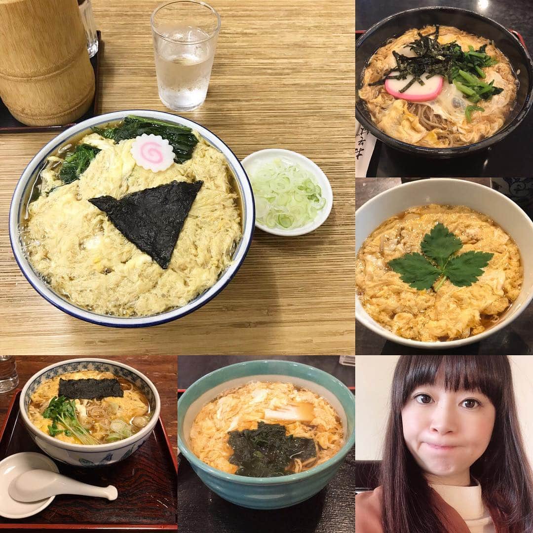 櫛引彩香のインスタグラム：「とじそば大好き。美味しい。色々な表情があります。右下はおまけ、ファルコン。特別だぞ。 #たまごとじそば」