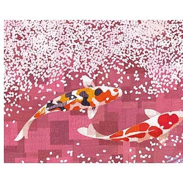 のインスタグラム：「WA-029「桜花回遊」 100部限定（Limited to 100 copies） ・ ▼ How To Order ▼ 👉Proceed to purchase from profile URL 👉プロフィールURLから又はSoujirou Art 検索 ・ ・ ・ ・ ・ ・ ・ #自然#桜#春#回遊#鯉#川#花筏#川面#絵画#壁掛け#インテリア#壁掛けインテリア#モダンインテリア#シンプルインテリア #nature#cherryblossoms#spring#carp#river#petal#art#artist#painter#painting#picture#ornament#illustration#print#artinterior#interior」
