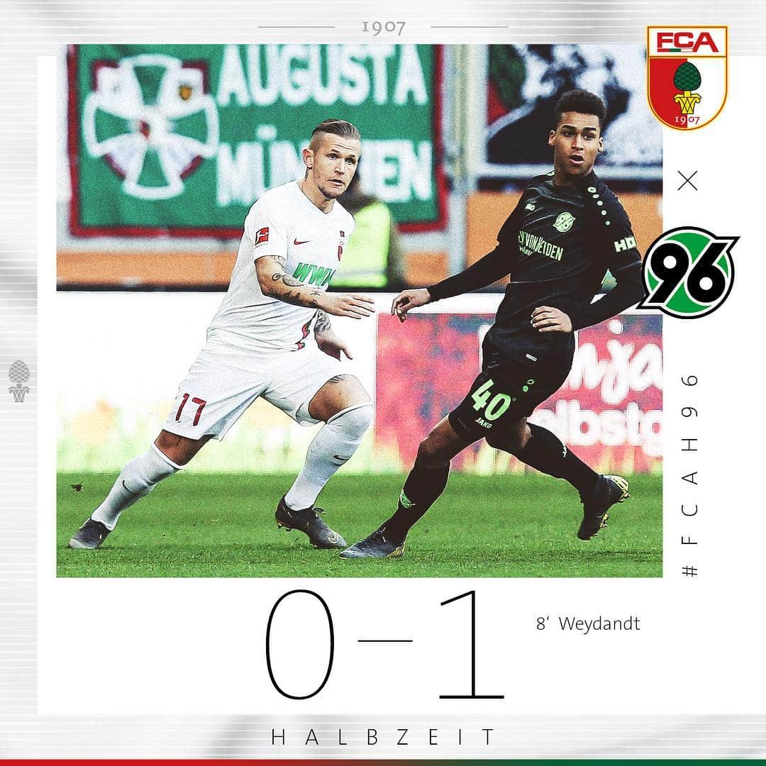 FCアウクスブルクさんのインスタグラム写真 - (FCアウクスブルクInstagram)「45‘ Kurz sammeln und dann zurückschlagen! 👏 Ihr könnt es doch! 🙏 #FCA #FCAH96 #FCA1907 #fcaugsburg」3月17日 0時21分 - fcaugsburg1907