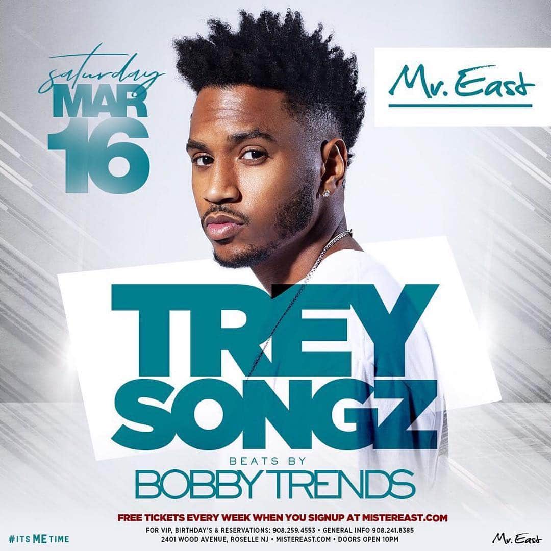 ファンクマスター・フレックスのインスタグラム：「TONIGHT!!!! @treysongz x @djbobbytrends this Saturday!!!! Mister East!!! Get there early!!!」