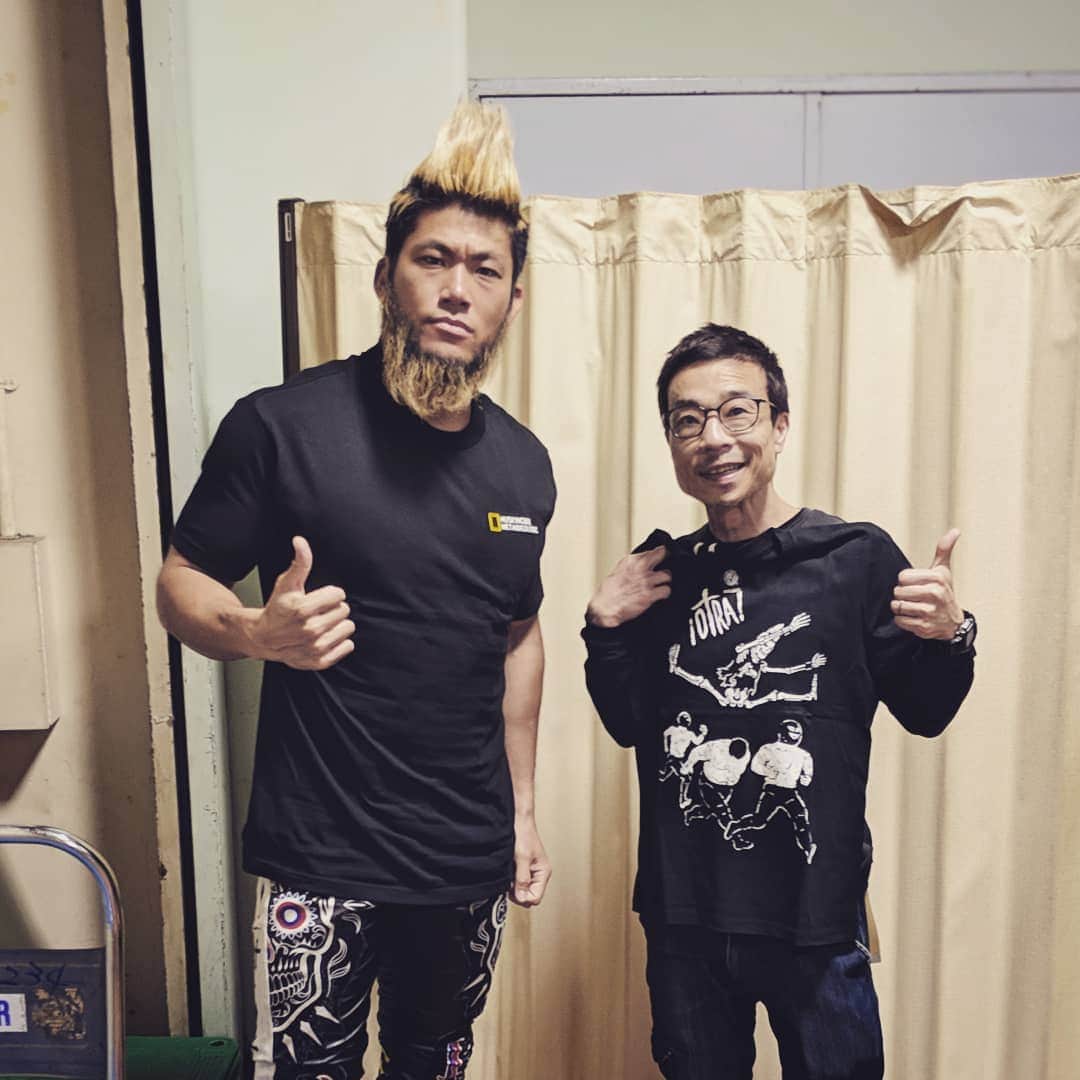 のインスタグラム：「昨夜は後楽園ホールへ新日本プロレス観戦に  試合前のSANADA選手に 挨拶させていただきました☺」
