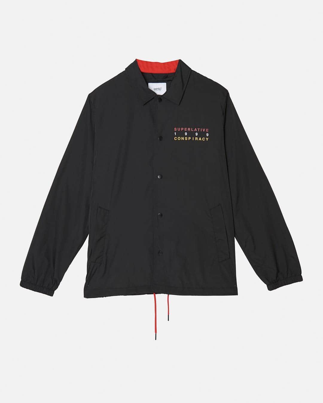 のインスタグラム：「Our Coach Jackets for our Spring collection featuring a nylon shell fabric inspired by the retro coach jacket fit. Available now at @wescsoho , @wescstockholm and Wesc.com. Link in bio.  #Wesc #superlativeconspiracy #Wescspring19 #wastedyouth #spring #outerwear」