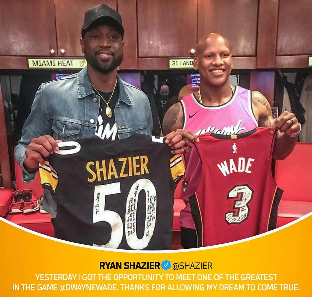 ピッツバーグ・スティーラーズさんのインスタグラム写真 - (ピッツバーグ・スティーラーズInstagram)「Jersey Swap x 💯. #Respect 📷: @shazier, @dwyanewade」3月17日 3時22分 - steelers