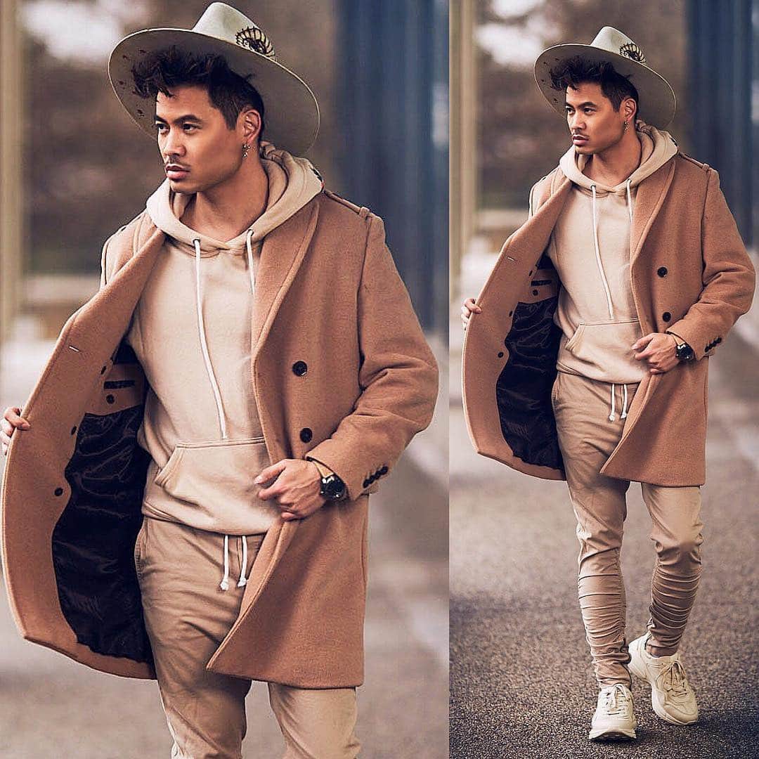 のインスタグラム：「Check out @StylebyTommy🔥 for his latest Trends!! Neutral on Neutral combo 👌. • Hoodie: @Beauxnarrow. • Hat: @Coup_de_tete. • Pants: @Pegadorhighfashion. • Sneakers: @Gucci. 📸 by : @kyleandbrittney」