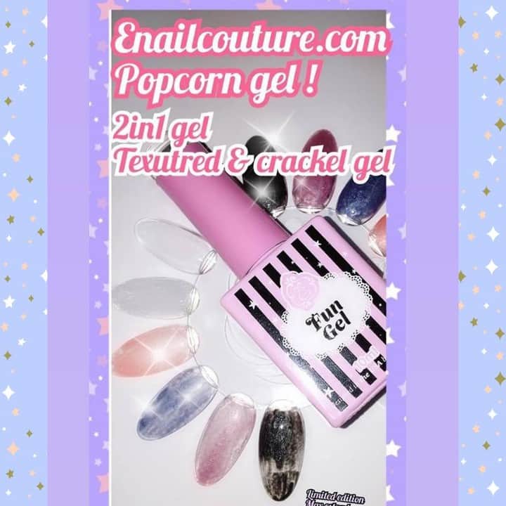 Max Estradaさんのインスタグラム写真 - (Max EstradaInstagram)「https://Enailcouture.com new popcorn gel collection from the fun gel line is here! Unique 2in1 formula is nail art in a bottle 😍 apply one even coat to get Textured ocean 🌊 weave look , apply thin uneven strokes and see the magical popcorn effect turn into a crackle gel effect!」3月17日 6時50分 - kingofnail