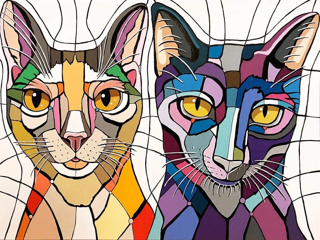 デヴィッド・ギルモアさんのインスタグラム写真 - (デヴィッド・ギルモアInstagram)「What’s up kitty cats? This gorgeous feline couple, Mame and Arthur, commissioned me to paint their 20” x 30” acrylic on canvas portrait..... and their dad @xingcat had a little something to do with it too. 😻😻 Thanks Patrick for adding to your collection! Much appreciated. 🥰#heykittygirl #coolcats #catportrait #petportrait #davidgilmorestudio #catfancy #fancycat #catsofinstagram #catstagram」3月17日 8時37分 - davidgilmore