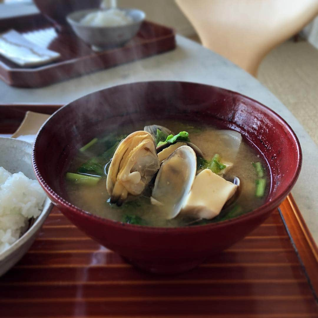 行正り香さんのインスタグラム写真 - (行正り香Instagram)「今朝は、あさりのお味噌汁と新之助のごはんでおはようございます。いいお天気だなあ。桜が咲きそうな空です。#rikayukimasa #行正り香さ#カラオケenglish #お味噌汁とご飯 #卵焼きと明太子、そして友人がイカナゴの釘煮。」3月17日 8時46分 - rikayukimasa