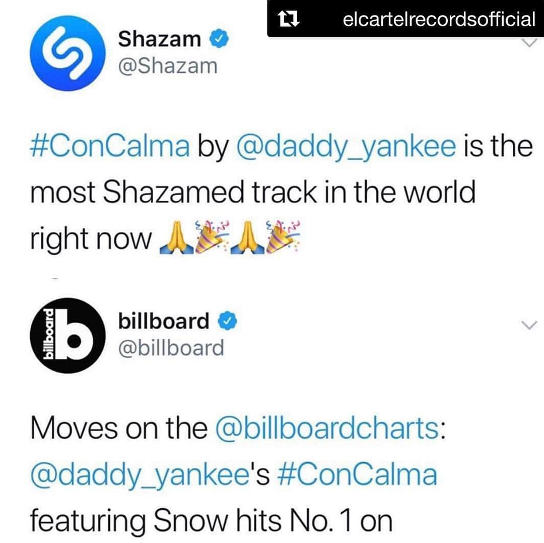 ダディー・ヤンキーさんのインスタグラム写真 - (ダディー・ヤンキーInstagram)「S I K I R I 🔛 #Repost @elcartelrecordsofficial ・・・ #CONCALMA #1 en @shazam & @billboard #daddyyankee #dy @snowdko」3月17日 8時56分 - daddyyankee