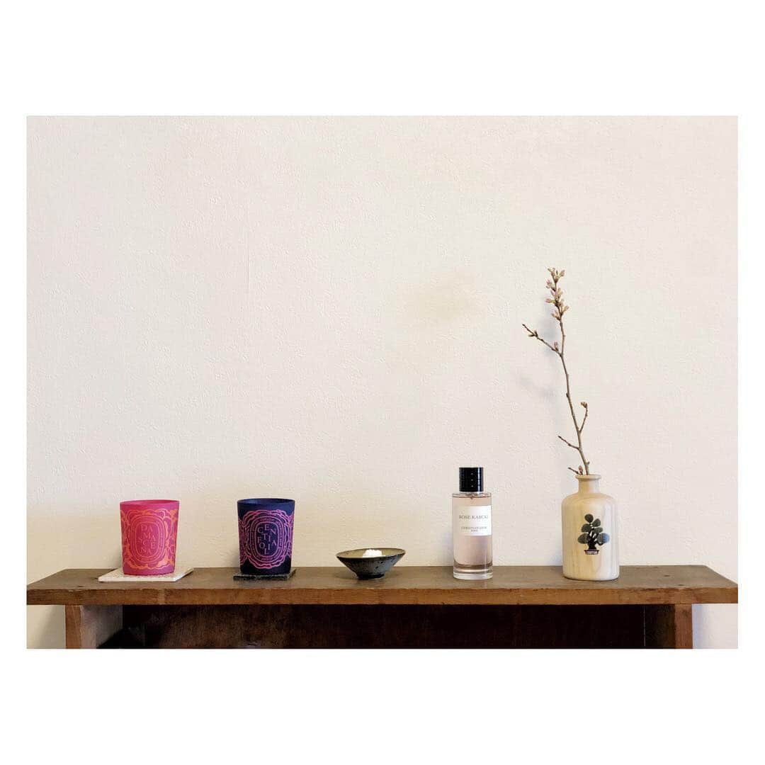 のインスタグラム：「🌸🌸🌸 . 玄関とリビングでお花見🤣♥️ . . . #diptyque #dior #seesee #bongin #happytime」