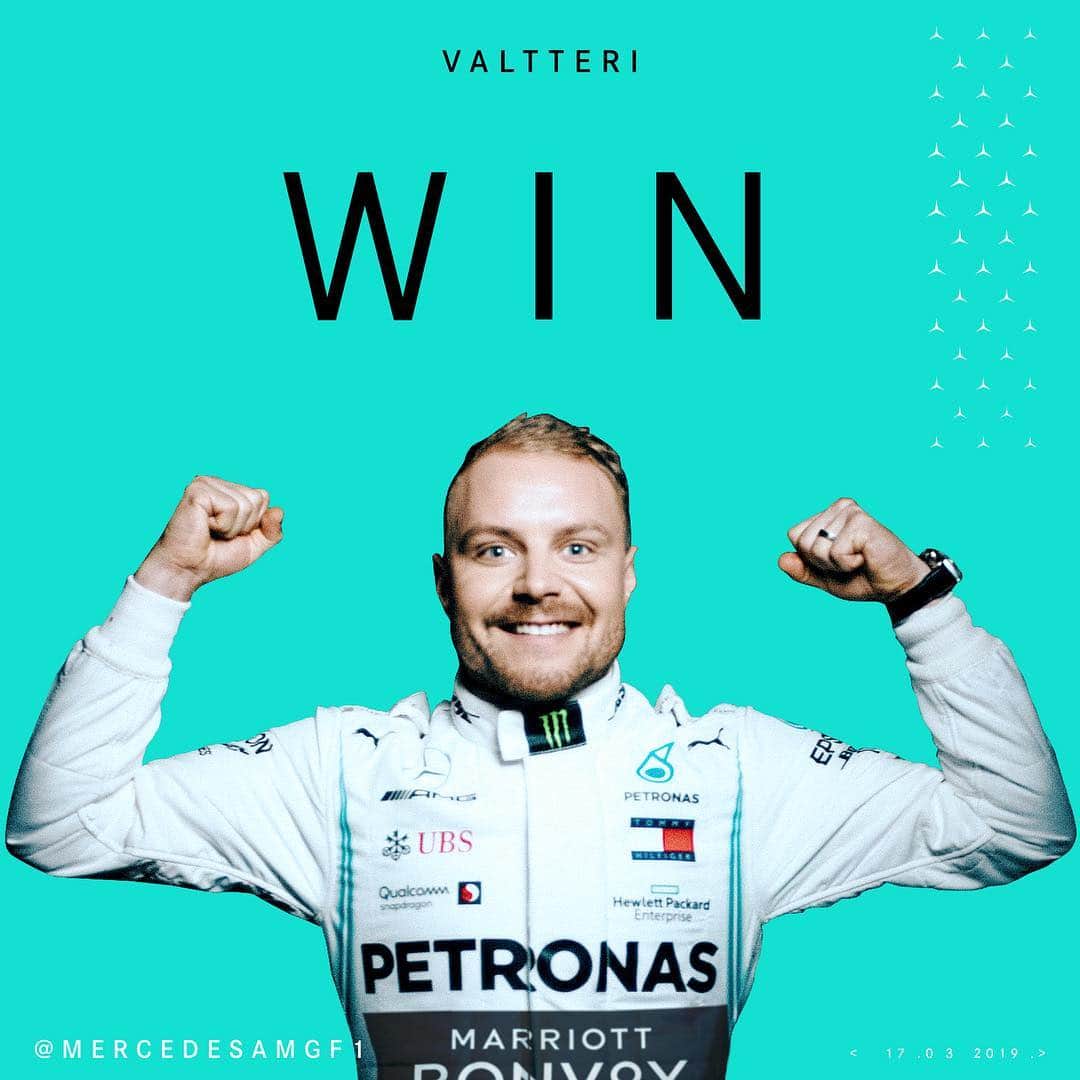 MERCEDES AMG PETRONASさんのインスタグラム写真 - (MERCEDES AMG PETRONASInstagram)「‪What. A. Drive!! @ValtteriBottas WINS the #AusGP! 👊 GET IN THERE!!!! ‬」3月17日 15時40分 - mercedesamgf1