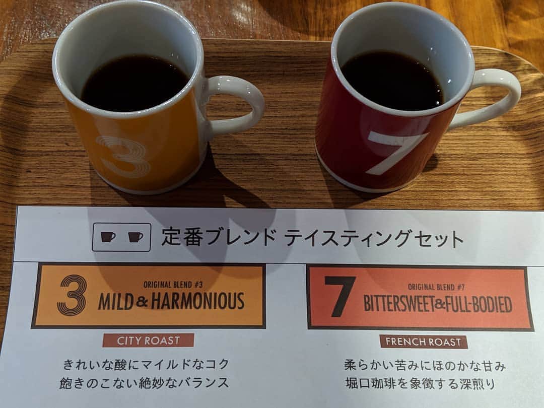 のインスタグラム：「HORIGUCHI COFFEE  どちらも美味しいです どっちが好きか決めなさい！ って言われたら 7番です☕✧」