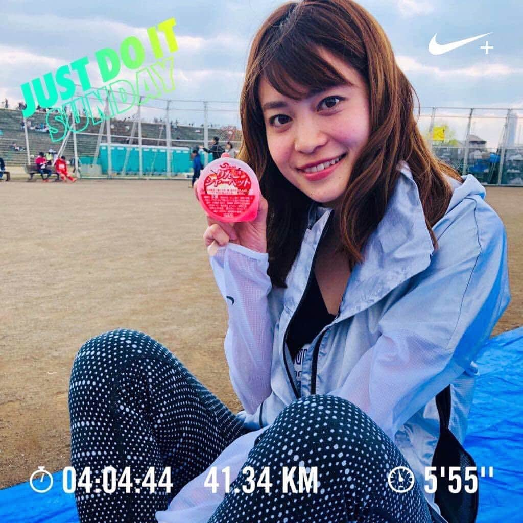 沖玲奈さんのインスタグラム写真 - (沖玲奈Instagram)「【板橋cityマラソン】 今日は板橋でフル走ってきました。。フルマラソンはホノルル含め3回目🏃‍♀️✨ 正式なタイムは4時間11分9秒！(最初1kmはアプリ稼働が出来てなくてカウントされず😭w 前回と比べると膝の強烈な痛みもなく、最後まで無事走れてなんとか記録更新出来ました😘練習量も足りなかったのと体重も全然落としきれなかったので笑、次回はもうちょっと頑張りたい💪 現地で友達にも会えて楽しかった〜🙊✨ アップダウンがない平坦な道はだいぶ走りやすいな🤣 #板橋cityマラソン #板橋cityマラソン2019 #フルマラソン #workout」3月17日 18時59分 - reinaoki2508