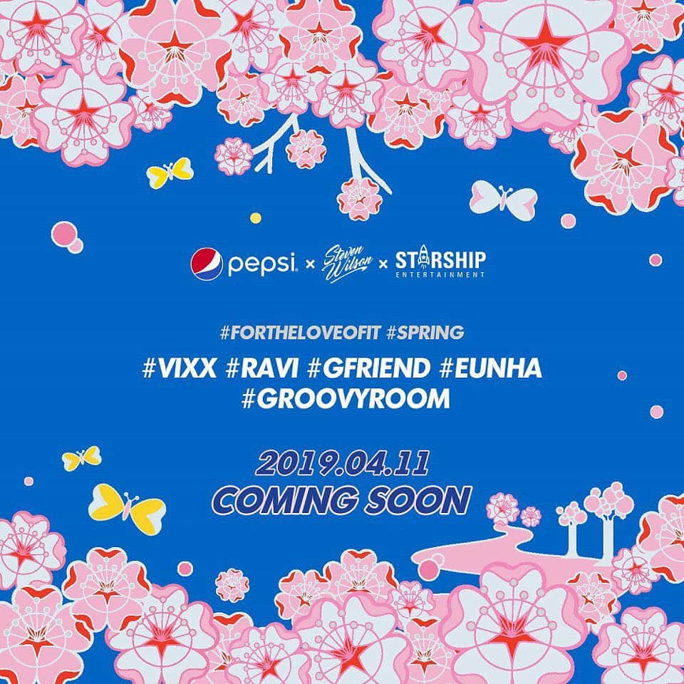 VIXXさんのインスタグラム写真 - (VIXXInstagram)「. [#PEPSI x STARSHIP] . 2019 #PEPSI x #STARSHIP PROJECT  #FORTHELOVEOFIT_SPRING . #VIXX #RAVI  #GFRIEND #EUNHA #GROOVYROOM . 2019.04.11.6PM  #Coming_Soon . #FORTHELOVEOFIT #SPRING #빅스 #라비 #여자친구 #은하 #그루비룸 #JELLYFISH」3月17日 19時00分 - vixx_stargram