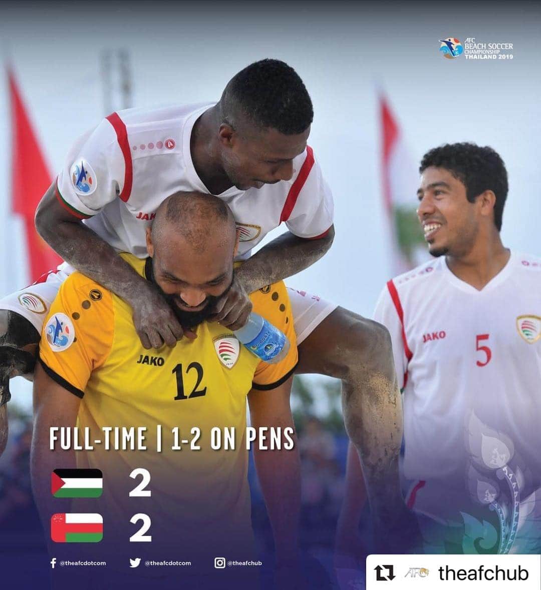 FIFAワールドカップさんのインスタグラム写真 - (FIFAワールドカップInstagram)「FT: PLE 🇵🇸 2 - 2 🇴🇲 OMA (1-2 on pens)  Oman seal their place in the #BeachSoccerWC after a win over Palestine to claim the #AFCBeachSoccer third place!  #Repost @theafchub」3月17日 21時58分 - fifaworldcup