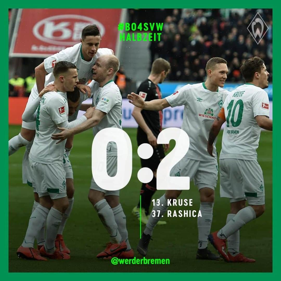 ヴェルダー・ブレーメンさんのインスタグラム写真 - (ヴェルダー・ブレーメンInstagram)「45 Minuten 🔝  Weiter so! _______ #werder #bremen #svw #b04svw #Bundesliga #nordphoto」3月17日 22時17分 - werderbremen