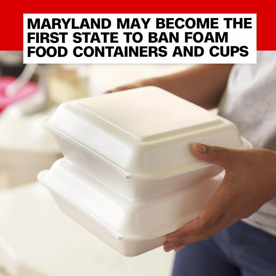 CNNさんのインスタグラム写真 - (CNNInstagram)「Maryland’s state legislature has approved bills to ban polystyrene – aka foam – cups and food containers. If a final measure is passed and the governor signs it, Maryland would be the first state to implement such a ban. “Single-use plastics are overrunning our oceans and bays and neighborhoods,” said Democratic Delegate Brooke Lierman, who sponsored the bill. “We need to take dramatic steps to start stemming our use and reliance on them ... to leave future generations a planet full of wildlife and green space.” (📸: Getty Images)」3月17日 22時12分 - cnn