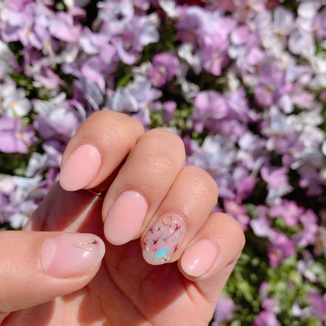 Sayakaのインスタグラム：「* New nail💅✨ 手元にも春がきた☺️💐💓 . Thank you 💖 @nail.shokosuzuki . . . #instanails #nailstagram #nail #nails #jelnail #pinknails #sayakasnail  #ネイル #ジェルネイル #ドライフラワー #ピンクネイル」