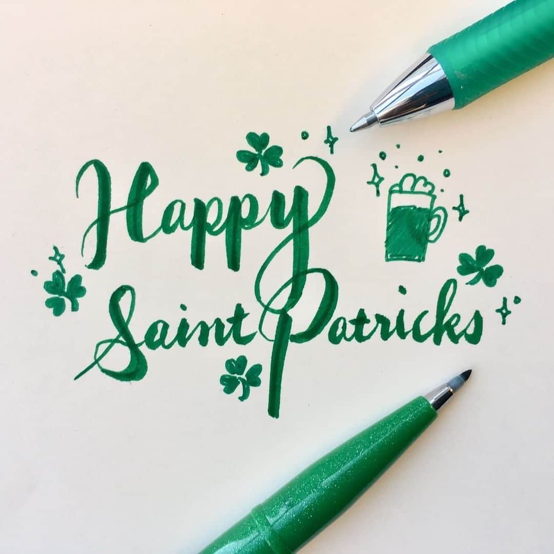 Pentel Canadaさんのインスタグラム写真 - (Pentel CanadaInstagram)「Have a Lucky Green Day!☘✨☘✨☘✨⁣ 🖊 Product details: ⁣ Sigh Pen Brush / SES15C (http://pentel.ca/product/ses15c)⁣ EnerGel® / BL77 ->Check the product details from the biolink @pentelcanada⁣ .⁣ .⁣ .⁣ ⁣ #pentel #stationery #stationeryaddict #pentelsignpen #pen #writing #handwriting #caligraphy #handlettering #lettering #moderncalligraphy #typography #handtype ##brushpen #brushlettering #brushcalligraphy #saintpatricksday #stpatricksday #stpatrick #stpatricksweekend #lucky #green #greenbeer #shamrock #happystpatricksday」3月17日 23時00分 - pentelcanada