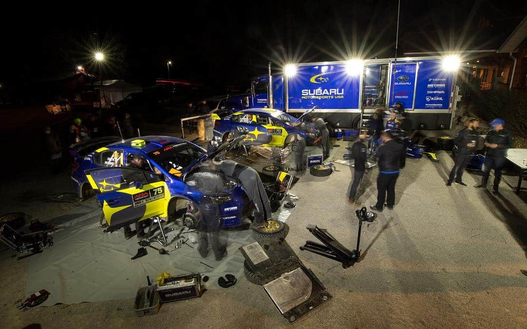 Subaru Rally Team USAさんのインスタグラム写真 - (Subaru Rally Team USAInstagram)「Burning the midnight oil! ⏳ Who likes seeing us work on #rallycars at night? ✨💫🦉 @vermont.sportscar #subarumotorsportsusa #100aw」3月17日 23時39分 - subarumotorsportsusa