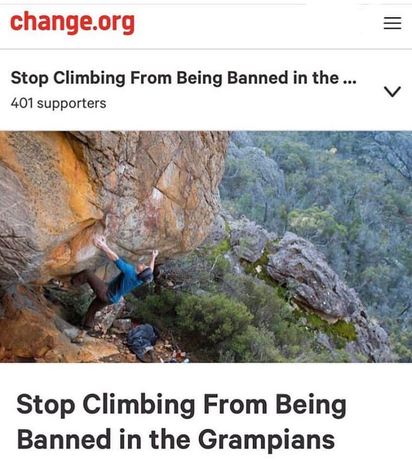 ナーレ・フッカタイバルのインスタグラム：「Important! Please take a second to sign this petition. Grampians, undoubtedly one of the best climbing areas in the world is under threat of an unreasonable CLOSURE for climbing. It’s important that us climbers make our voices heard that we care about and respect this special place in the world. Link in bio.」