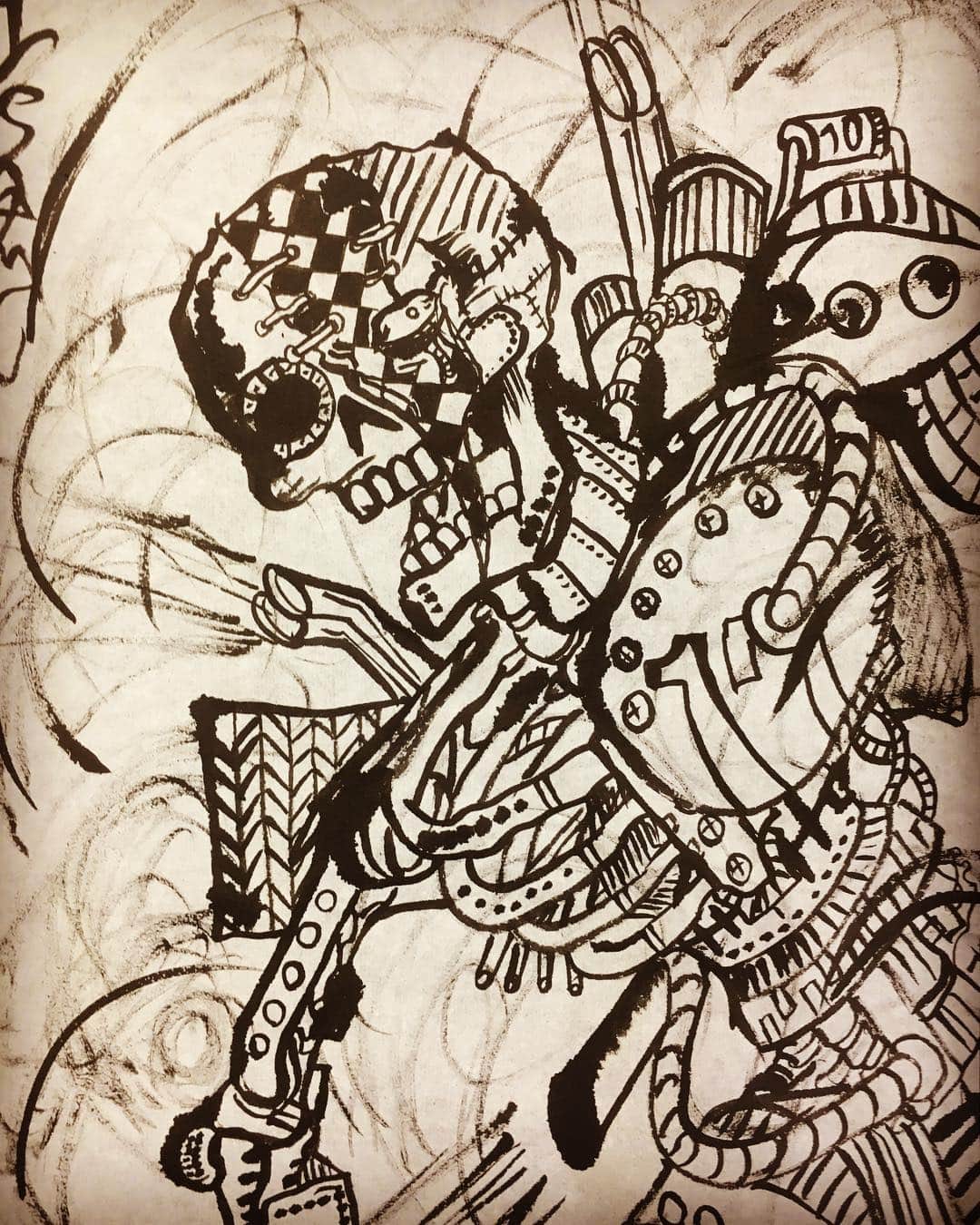 のインスタグラム：「art new SUMIE墨絵 ✨⭐️☠️💀⚡️💥👍」