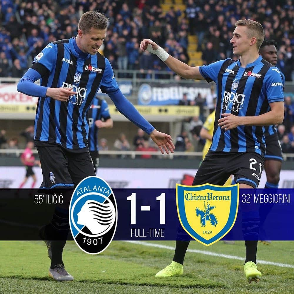 アタランタBCさんのインスタグラム写真 - (アタランタBCInstagram)「#AtalantaChievo 1-1 #FullTime #GoAtalantaGo ⚫️🔵」3月18日 1時00分 - atalantabc