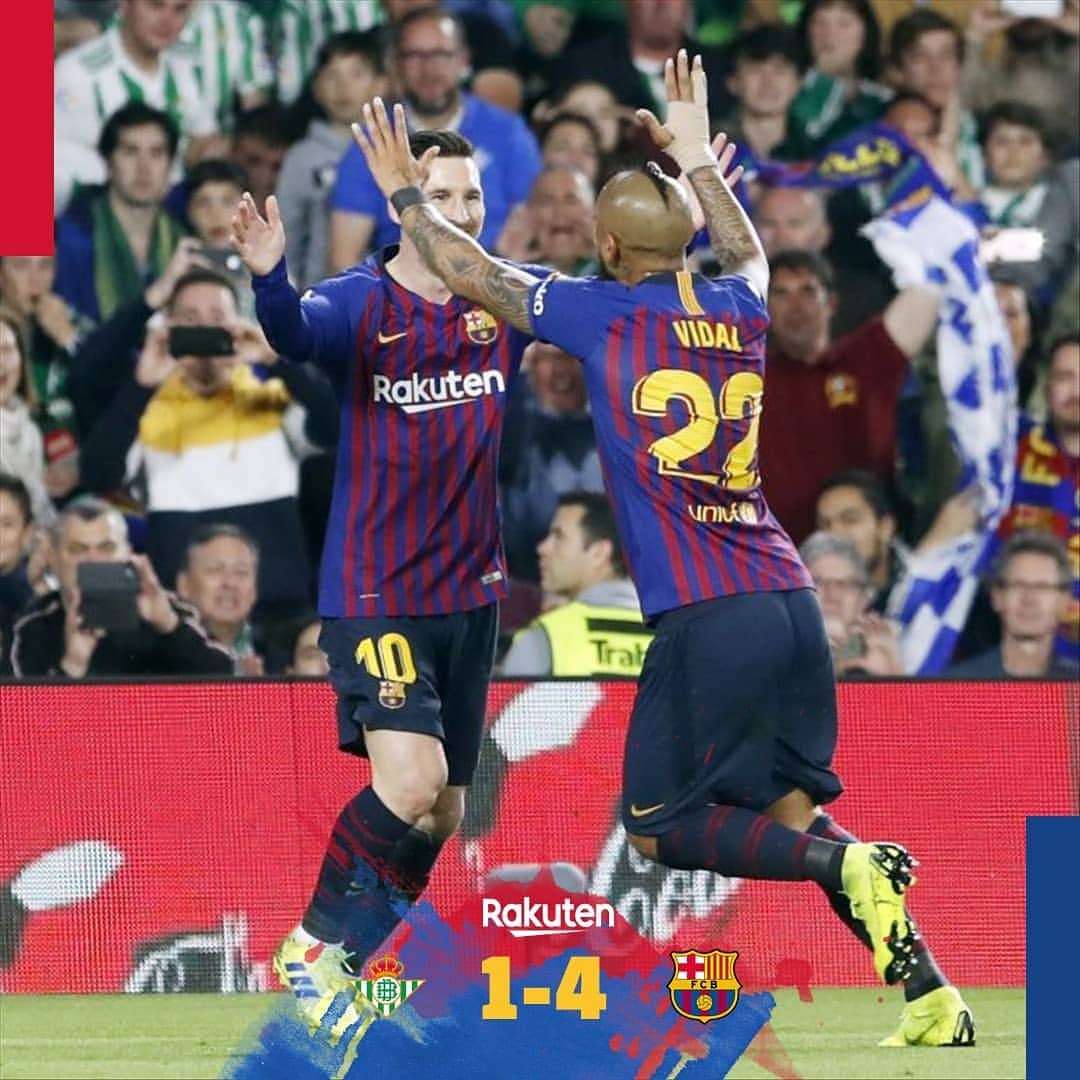 FCバルセロナさんのインスタグラム写真 - (FCバルセロナInstagram)「🏁 Betis 1-4 Barça 🔵🔴 ⚽⚽⚽ @leomessi 🐐 ⚽ @luissuarez9 🎨 #WeColorFootball」3月18日 6時37分 - fcbarcelona