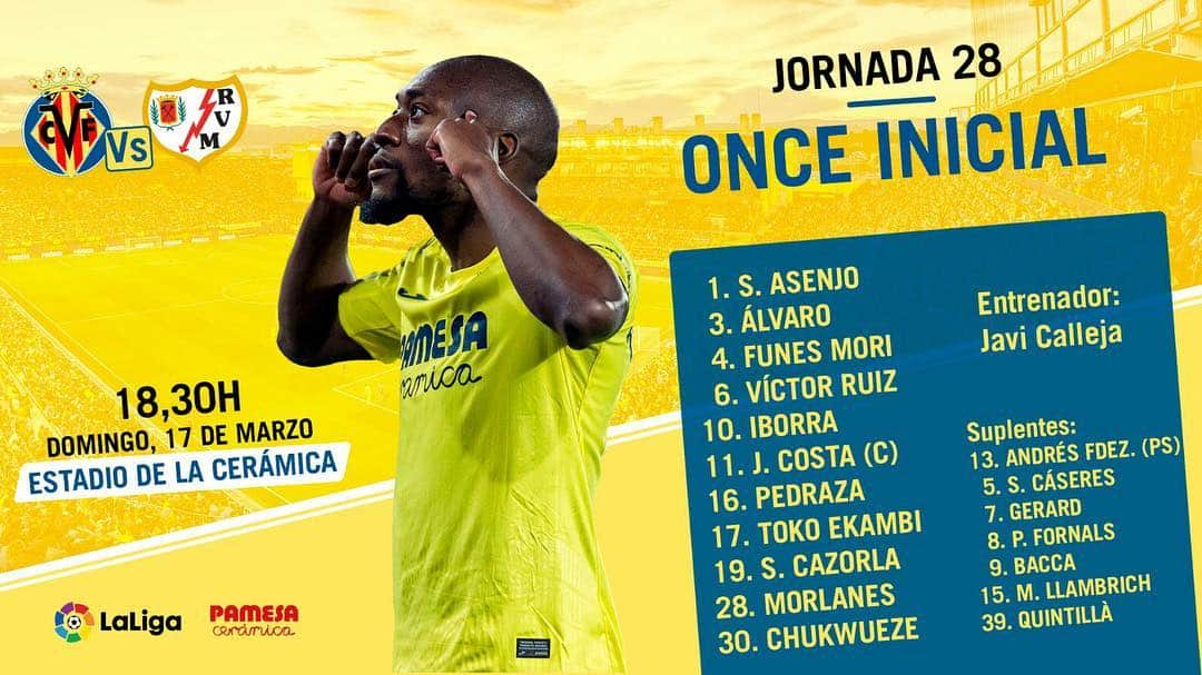 ビジャレアルCFさんのインスタグラム写真 - (ビジャレアルCFInstagram)「¡Ya tenemos el once inicial del Submarino 💛 ante el @rayovallecano ⚡️! ¡Comenzamos a las 18.30h! . We now have the Yelllow Submarine’s 💛 starting XI against @rayovallecano ⚡️! We start at 6:30pm CET! . #Villarreal #futbol #football #soccer #LaLiga」3月18日 1時32分 - villarrealcf