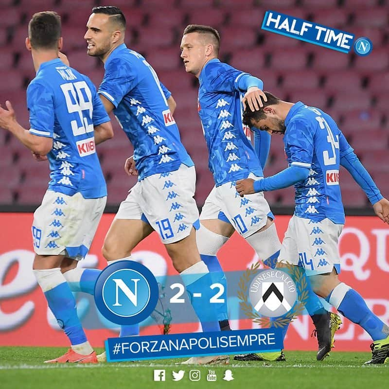 SSCナポリさんのインスタグラム写真 - (SSCナポリInstagram)「📌 Fine primo tempo ❗️ ‪⚽️ ‬#NapoliUdinese‪ 2-2‬ ‪🇮🇹 @SerieA ‬ ‪💙 #ForzaNapoliSempre‬」3月18日 2時54分 - officialsscnapoli