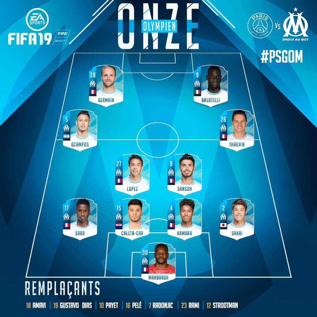 オリンピック・マルセイユさんのインスタグラム写真 - (オリンピック・マルセイユInstagram)「📋Le XI Olympien pour ce #PSGOM 🔵⚪️」3月18日 4時12分 - olympiquedemarseille