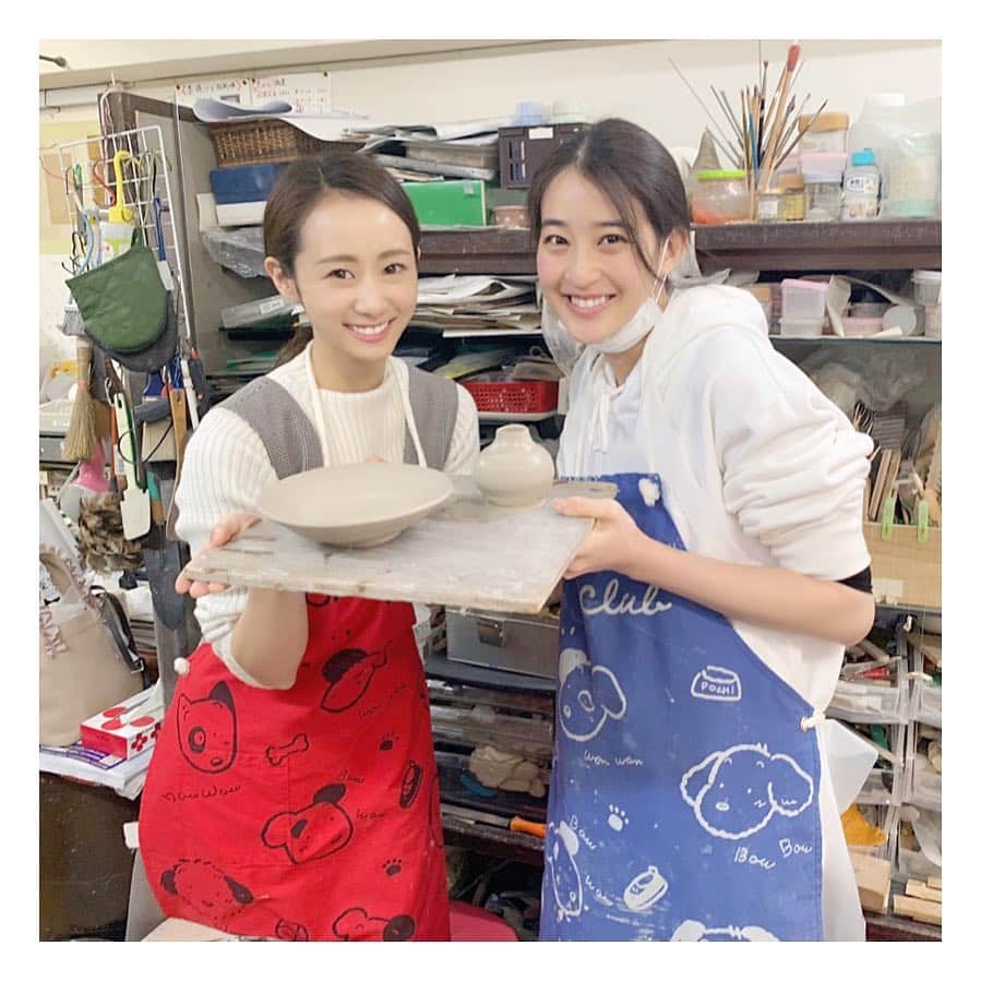 筒井萌子のインスタグラム：「・ スカッとジャパンで共演した楓ちゃと 陶芸教室に行ってきました⌣̈⃝♡⌣̈⃝♡ ‎  おしゃべりで可愛いおじちゃんが丁寧に 教えてくれてステキな作品が出来た🌼 陶芸が趣味で今まで何度か色んな所に行ってるけど また違ったやり方で面白かった◡̈⃝♪♪ 箸置きも作ってみたいという私のワガママを いいよ！と言って作らせてくれたおじちゃん☺️ また行きたいな✨焼きあがるのが楽しみ♪ 楓ちゃん誘ってくれてありがとう😊 次はなにしよー😘 ・ #筒井萌子 #女優 #actress #モデル #model #岡山  #shooting #instagood #instalike #converse #撮影 #followme #instalike #ブリヂストンゴルフ #tommyjeans #dhoric #snidel #lee #ゴルフ #ゴルフ女子 #ゴルフコーデ #陶芸 #陶芸教室」