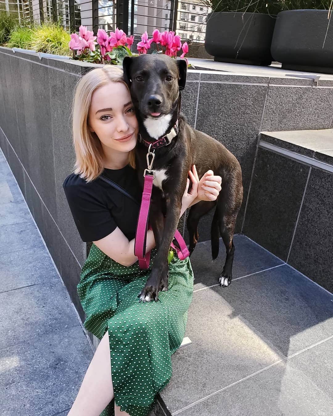 エマ・デュモンのインスタグラム：「Happy St. Paddy's from doggo and me! 💚☘💚」