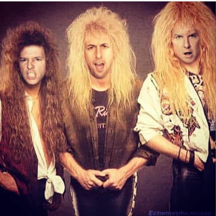 デヴィッド・スペードのインスタグラム：「Old band called Pantydropper. We used to open for Poison. My stage name was Joe Squirt  @adamsandler @realnickswardson (@ectomorphicmouse ).」