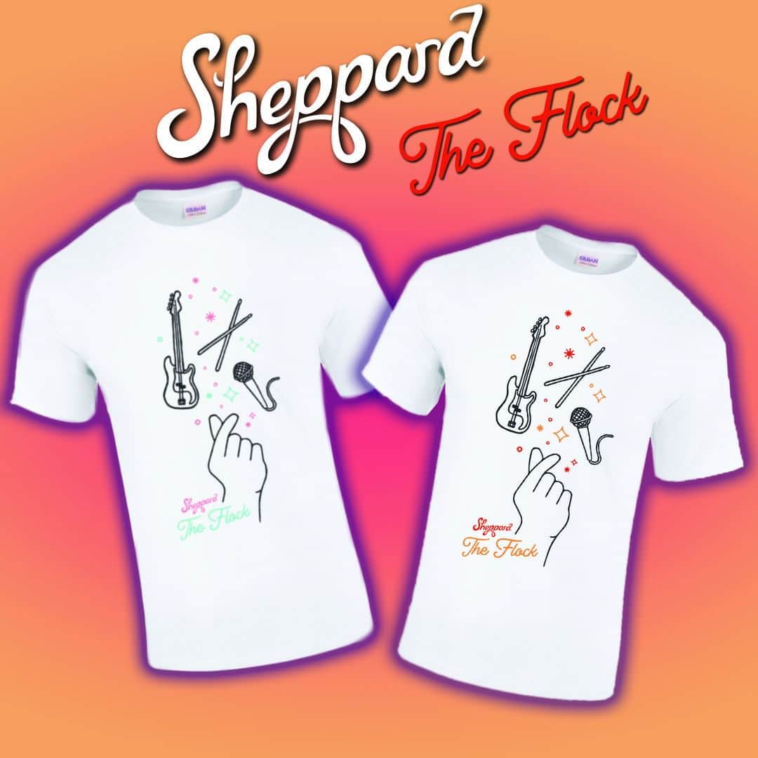 シェパードさんのインスタグラム写真 - (シェパードInstagram)「Hello all you Lovely people! All of our ‘Flockers’ (self-named🤣) from the official Sheppard Fan Group have helped design and create these awesome T-shirts! You can grab one (or two!) on our website, and don’t forget to join ‘The Flock’ on FB where we chat about everything + exclusive Sheppard discounts and opportunities ❤」3月18日 11時16分 - wearesheppard