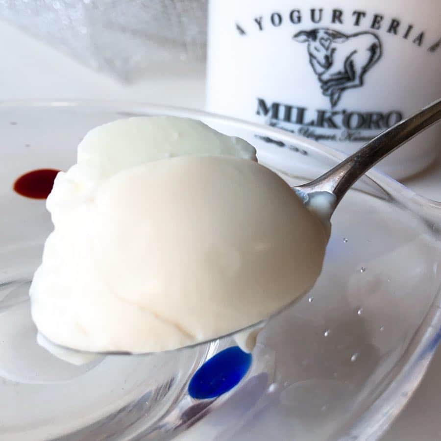 里井真由美さんのインスタグラム写真 - (里井真由美Instagram)「見えますか〜？クリームとヨーグルトが2層になっているの。👀 「黄金のクリーム層」‼️ 搾りたて生乳のまんま！発酵させたヨーグルトの高品質な証です✨✨ ・ ・ 🔻栄養価の高いジャージー牛の生乳なので、乳脂肪がそのまま熟成し、まるでレアチーズケーキの様なクリーム層ができるんです。 ・ ・ このおいしさは、プロのシェフの目にも止まり、更に人気上昇中⤴️ @hiroyuki_emori シェフも御用達です ・ ・ 熊本県 酪農家 @oyabu.milkoro さんの手作り贅沢なヨーグルト「MILKORO」。おいしいです♪ ・ ・ 陶器の器も可愛い。黒のボックスもオシャレだからギフトにもおすすめ。 私はおいしくてたくさん食べるから 今度から業務用を買おっかな。笑 ・ ・ #ヨーグルト#milkoro #MILKORO#ミルコロエイジングヨーグルト #ミルコロ #1級フードアナリスト里井真由美 #里井真由美#ギフト#mygift#さといいね#お取り寄せ#ありが糖運動」3月18日 11時47分 - mayumi.satoi