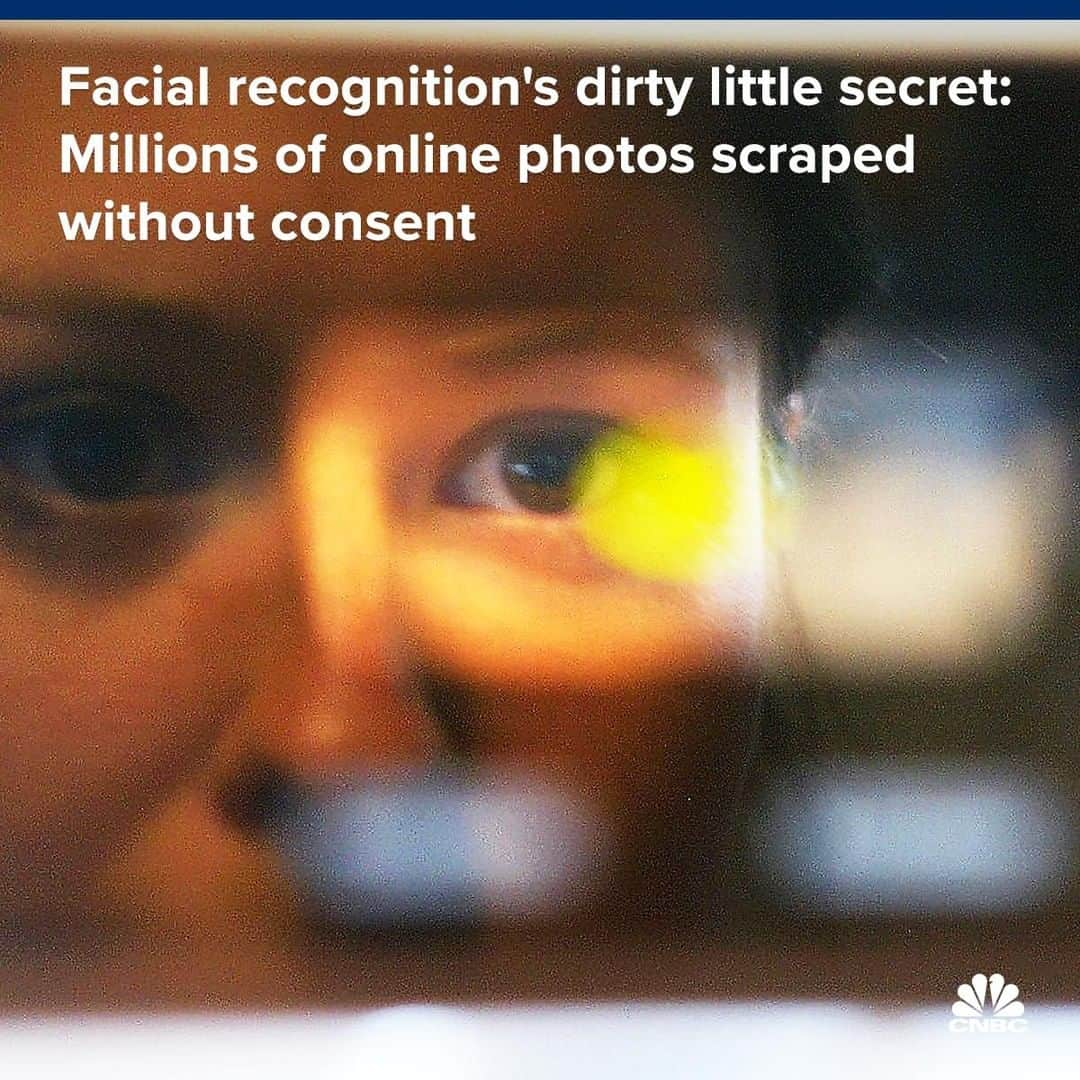 CNBCさんのインスタグラム写真 - (CNBCInstagram)「Facial recognition technology requires hundreds of thousands of images to "learn" how to differentiate facial features.⁣ ⁣ Increasingly, those photos are coming from the internet, where they're swept up by the millions without the knowledge of the people who posted them. ⁣ ⁣ As the algorithms get more advanced — meaning they are better able to identify women and people of color, a task they have historically struggled with — legal experts and civil rights advocates are sounding the alarm on researchers' use of photos of ordinary people. ⁣ ⁣ These people's faces are being used without their consent, in order to power technology that could eventually be used to surveil them.⁣ ⁣ That's a particular concern for minorities who could be profiled and targeted, the experts and advocates say.⁣ ⁣ Learn more at the link in bio.⁣ *⁣ *⁣ *⁣ *⁣ *⁣ *⁣ *⁣ *⁣ #facialrecognition #tech #technology #algorithm #privacy #data #bigdata #surveillance #civilrights #new #cnbc #cnbctech ⁣」3月18日 12時15分 - cnbc