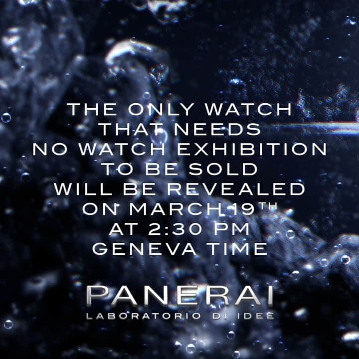 のインスタグラム：「The only watch that needs no watch exhibition to be sold... will be revealed on March 19th at 2:30 PM Geneva Time.  #Panerai #PaneraiBronzo #PaneraiWatches #Sportwatch #Laboratoriodiidee #Submersible #PaneraiSubmersible」