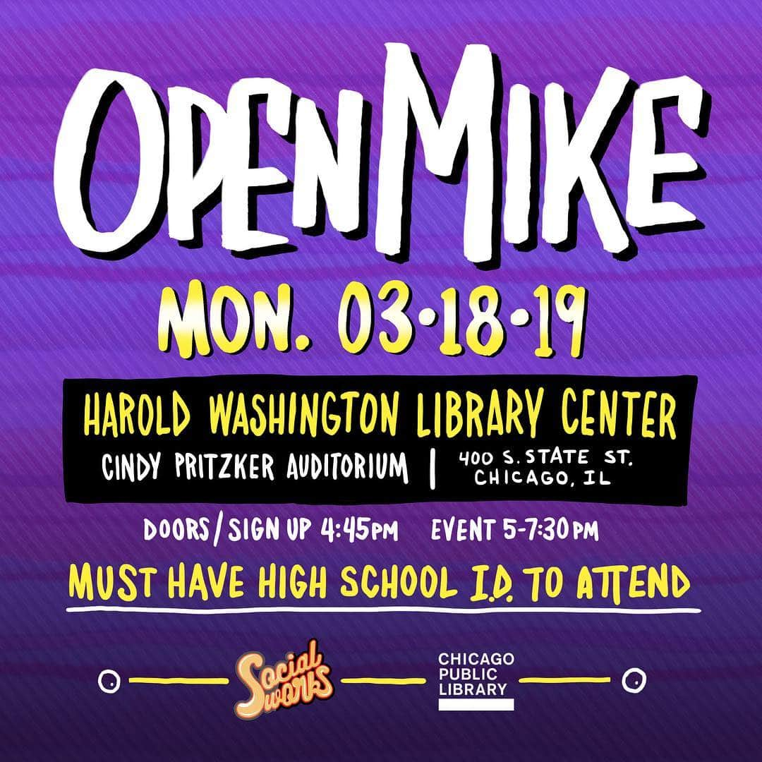 チャンス・ザ・ラッパーさんのインスタグラム写真 - (チャンス・ザ・ラッパーInstagram)「High school students! @socialworks_chi is back with with another #OpenMike. Today at the Harold Washington Lib. Don’t miss it 💯」3月19日 0時17分 - chancetherapper