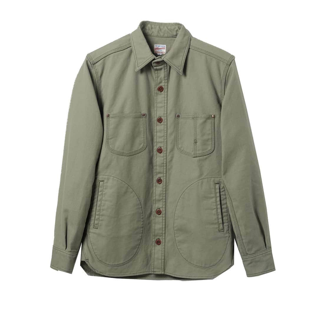 momotarojeansのインスタグラム：「05-213  Pique waist pocket shirts OD / Beige  #kojima #kurashiki #okayama #jeans #denim #denimday #denimporn #denimhead #selvedge #selvage #selvedgedenim #selvedgeforum #denimevolution #selvedgemurah #unionspecial #goingtobattle #madeinjapan #japanesedenim #fading #naturalfading #madebyhand #madeinjapan #jeanslife #vintagejeans #fade #selvedge #mensweardaily」