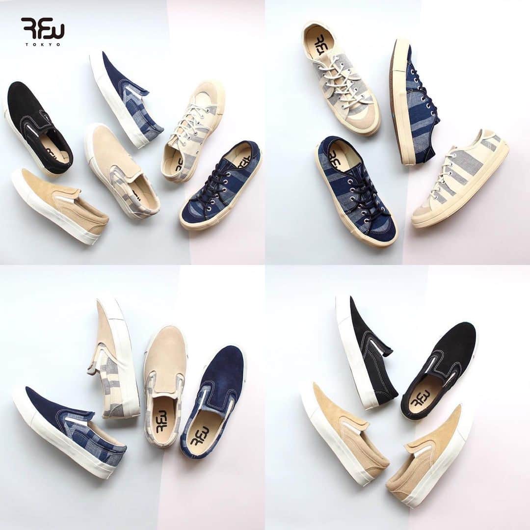 のインスタグラム：「《RFW 2019SS》  LINEN＆STRIPE Series  2019年春夏新作より 今季のシーズンモデルが新入荷！ 【SANDWICH-LO STRIPE】 【NAAN FOLIO STRIPE】 アッパーに綿麻混のストライプ生地を使用 タテ糸コットン、横糸にリネンのTOP糸を使用した ジャガード生地です。 近くで見るとヘリンボーン柄にもなっており 通気性だけでなく風合いも良い仕上がりに。 【NAAN FOLIO LINEN】 アッパーにはベロアとリネンのコンビ 異素材ながら同系色でまとめました。 通気性も良くベロア特有の色の深みも◎ 全国の取扱店、RPM、ONLINE SHOPにて 発売中です。  www.rfwtokyo.com @rfwtokyo  #rfw #rfwtokyo #rhythmfootwear #sneaker #sneakers #kicks #instashoes #instakicks #sneakerhead #sneakerheads #nicekicks #sneakerfreak #kickstagram #2019ss #spring #summer #renewal #20th #aniversary #tokyo #rpm #rhythmprimarymarket #linen #stripe #newarrival」