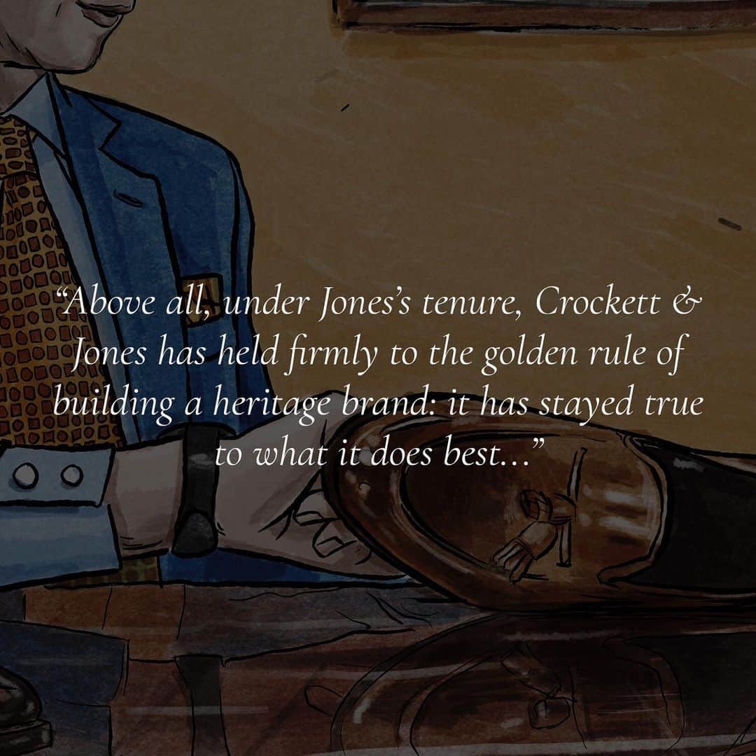 のインスタグラム：「In safe hands, Crockett & Jones’s Jonathan Jones - Aleks Cvetkovic on the time he’s spent at our factory, and with our Managing Director, Jonathan Jones . Swipe up in our story to read the article. . #crockettandjones #madetobeworn #guestauthor」