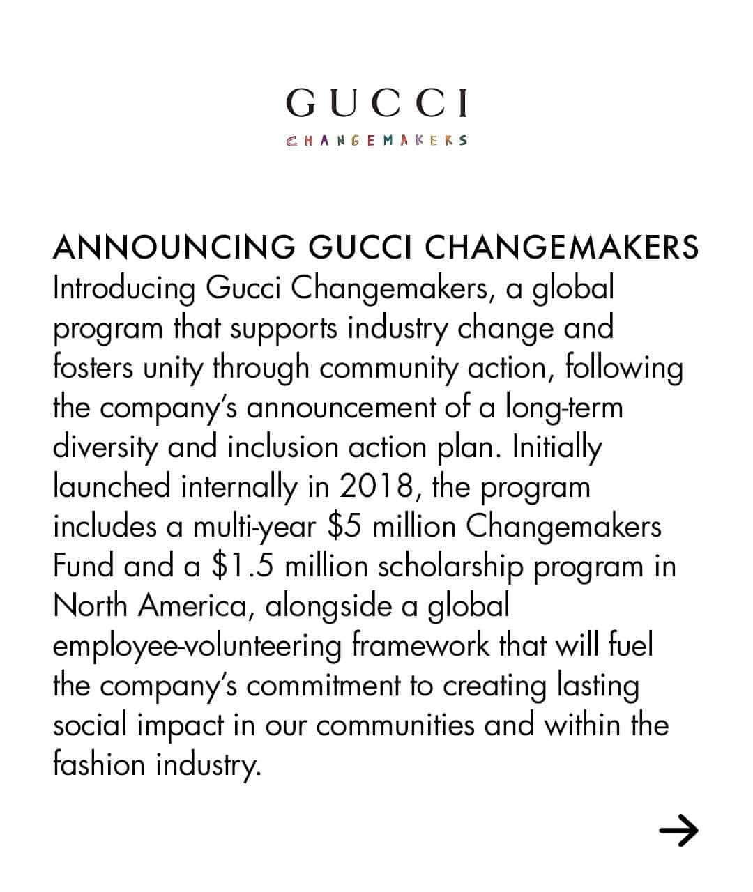 グッチさんのインスタグラム写真 - (グッチInstagram)「Announcing #GucciChangemakers, a community fund and scholarship program for North America alongside a global volunteering program.」3月19日 3時48分 - gucci