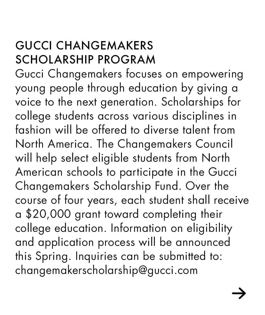 グッチさんのインスタグラム写真 - (グッチInstagram)「Announcing #GucciChangemakers, a community fund and scholarship program for North America alongside a global volunteering program.」3月19日 3時48分 - gucci