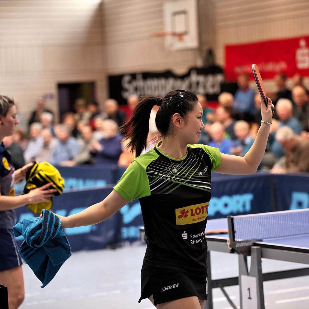 のインスタグラム：「Nice win with the team this weekend! Now we have the ITTF Spanish Open this week and then the last match of the Bundesliga before playoffs this coming weekend! Allez 💪 Pc: @oppi1963」
