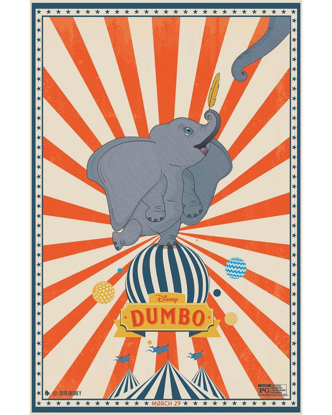 Walt Disney Studiosさんのインスタグラム写真 - (Walt Disney StudiosInstagram)「Check out these new #Dumbo⁠ ⁠ inspired posters by artists @_Doaly, @TommyPocket,  @MikeMahleArt, and @NeedleDesign. Dumbo soars to theaters March 29!」3月19日 8時43分 - disneystudios