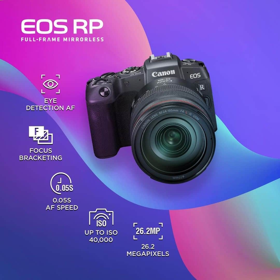 Canon Asiaのインスタグラム：「Did you know the Canon EOS RP got its name from the 1959 Canon P, which stands for Populaire?  With its sleek and lightweight design, coupled with its high performance functions such as Eye Detection AF 👁️, Focus Bracketing 🔍 and incredible ability to capture in extreme low light 💡, your photography experience will Rise to the challenge with the Canon EOS RP 📷  Learn more about the Canon EOS RP in the link in our bio!  #canonasia #photography #mirrorlesscamera #canoneosRP #canoneosR」